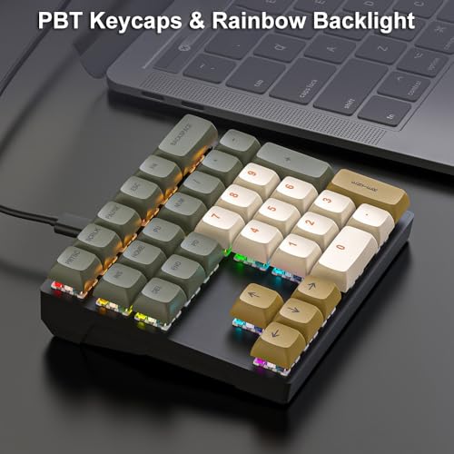 LINKEET Mechanical Numpad Rainbow Backlit Clicky Blue Switches Wired USB Number Pad 33-Key NKRO Numeric Keypad with XDA PBT Keycaps External Keyboard Num Pad for Laptop, Mac - Brown Grey - Image 5