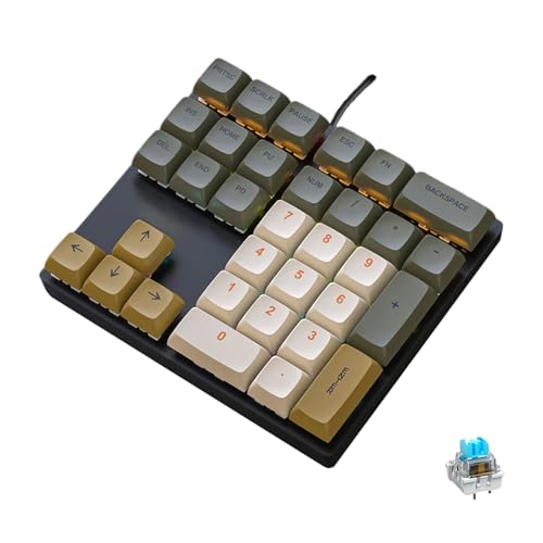 LINKEET Mechanical Numpad Rainbow Backlit Clicky Blue Switches Wired USB Number Pad 33-Key NKRO Numeric Keypad with XDA PBT Keycaps External Keyboard Num Pad for Laptop, Mac - Brown Grey - Image 1