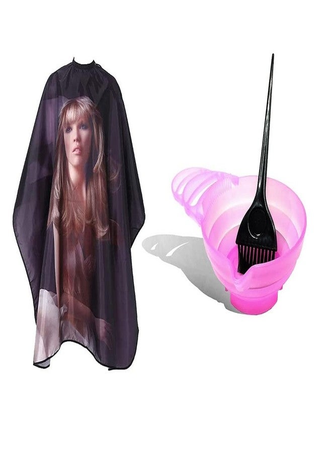 Utkarsh Combo Of Hair Coloring Dye Bowl With Brush And Printed Black Hair Cutting Sheet Hair Accessory Set - Image 2