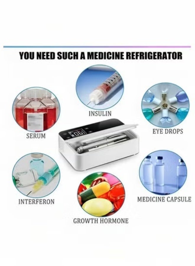 Medical-grade insulin cooler - a portable, battery-powered travel refrigerator (2-8°C), a smart cooler box designed specifically for pharmaceutical supplies (including batteries and a carrying bag). - Image 2