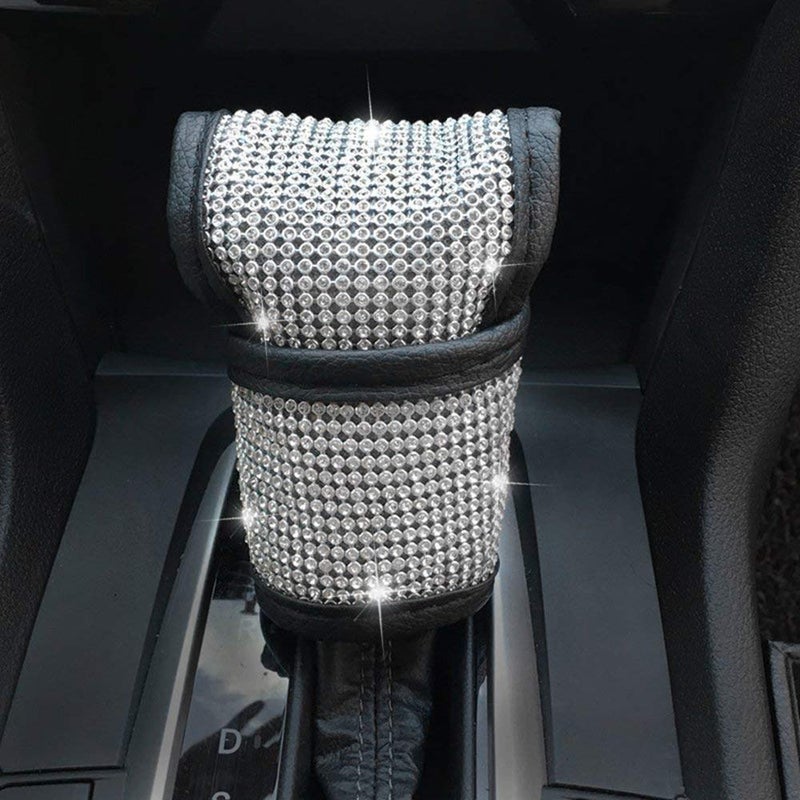 EGBANG Bling Bling Auto Shift Gear Cover Luster Crystal Car Knob Gear Stick Protector Diamond Car Decor Accessories for Women 511 354 inch