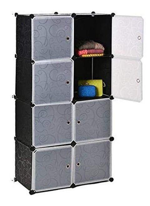 Portable Wardrobe 8 Cube Combination Storage Cabinet Detachable Clothes Storage Cabinet Modular Organizer Cabinet Closet for Clothes Books Bags Toys