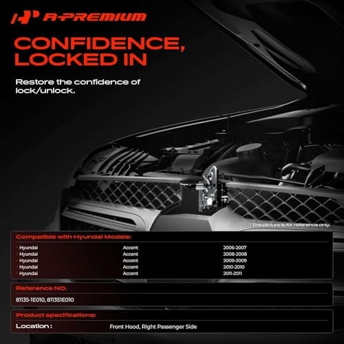 A-Premium APremium Hood Latch Lock Compatible with Hyundai Accent 20062011 Front Hood Lock Engine Bonnet Latch Assembly - Image 3