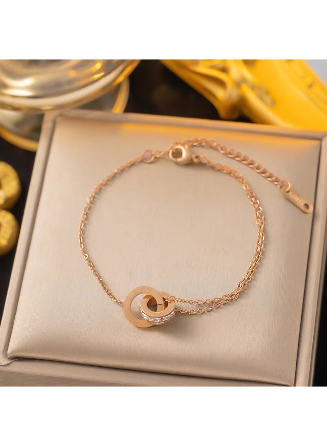 Waterproof 18K Gold-Plated Roman Numeral Bracelet, Necklace & Earring Set - Image 2