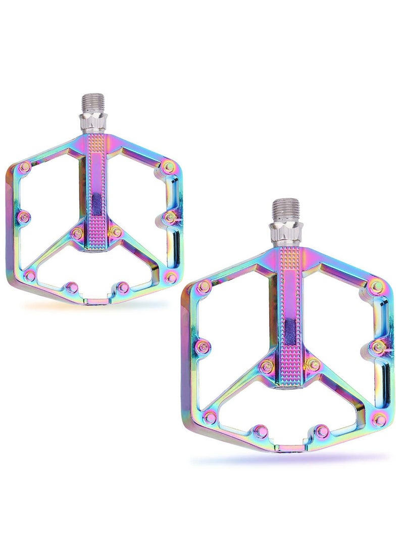 KASTWAVE Bike Pedals, Aluminum Alloy Bicycle Pedals, Mountain Bike Pedal with Removable Anti-Skid Nails for Road/MTB Bike, Gifts for Cycling Enthusiasts (Colorful)  - Image 4