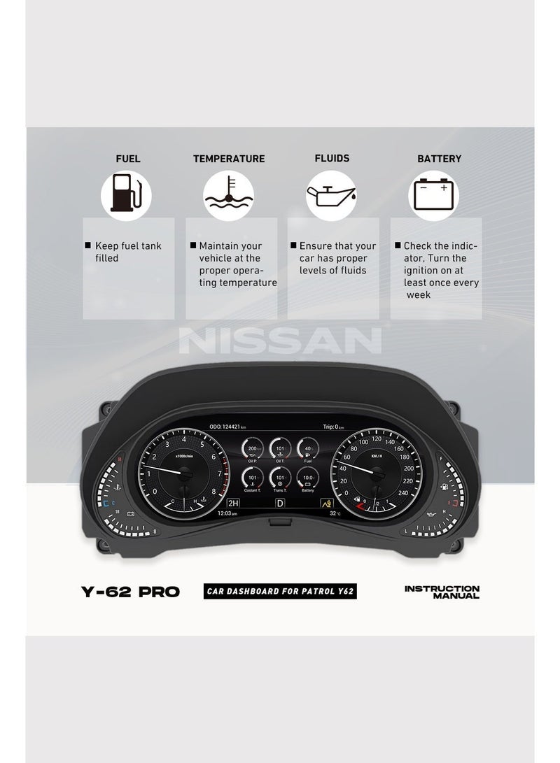 Nissan Armada/control/Infiniti Y62 Pro OX80 and OX5 speedometer upgraded digital dashboard display, 12.3-inch high-definition screen 1920 * 720, quick start in 2 seconds, plug and play, lossless installation, OTA upgrade - Image 3