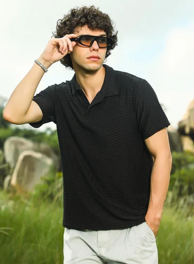 كامبوس سوترا Men's Onyx Black Hive Polo T-Shirt