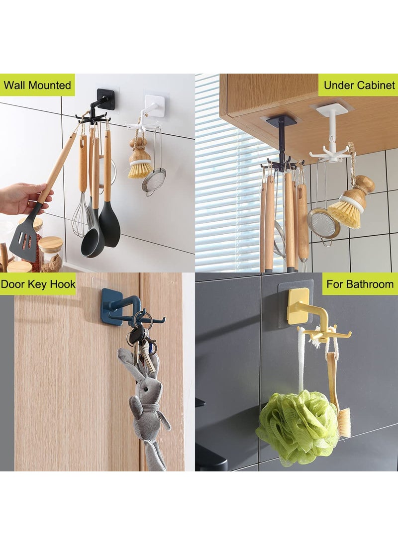 Ni Hong electron 2Pcs 360 Rotating Folding HookNo Drilling SelfAdhesive 180Vertical Flip Waterproof Utility Hook Wall Mounted Kitchen Utensil Hanging Rack Easy to Use for for Home Bathroom Kitchen Blackl  - Image 5