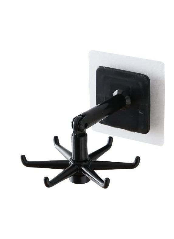 Ni Hong electron 2Pcs 360 Rotating Folding HookNo Drilling SelfAdhesive 180Vertical Flip Waterproof Utility Hook Wall Mounted Kitchen Utensil Hanging Rack Easy to Use for for Home Bathroom Kitchen Blackl  - Image 3