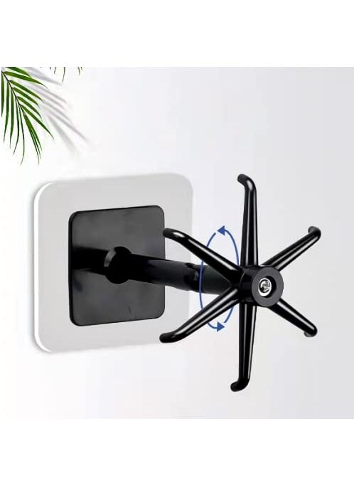 Ni Hong electron 2Pcs 360 Rotating Folding HookNo Drilling SelfAdhesive 180Vertical Flip Waterproof Utility Hook Wall Mounted Kitchen Utensil Hanging Rack Easy to Use for for Home Bathroom Kitchen Blackl  - Image 2