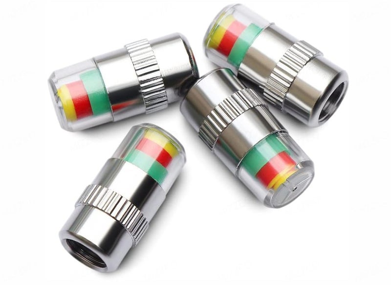 MIZZEO Car Tire Pressure Monitor Valve Caps (4 Pcs) Compatible with Chevrolet Captiva (Type-I) 2008-2013 - Image 1