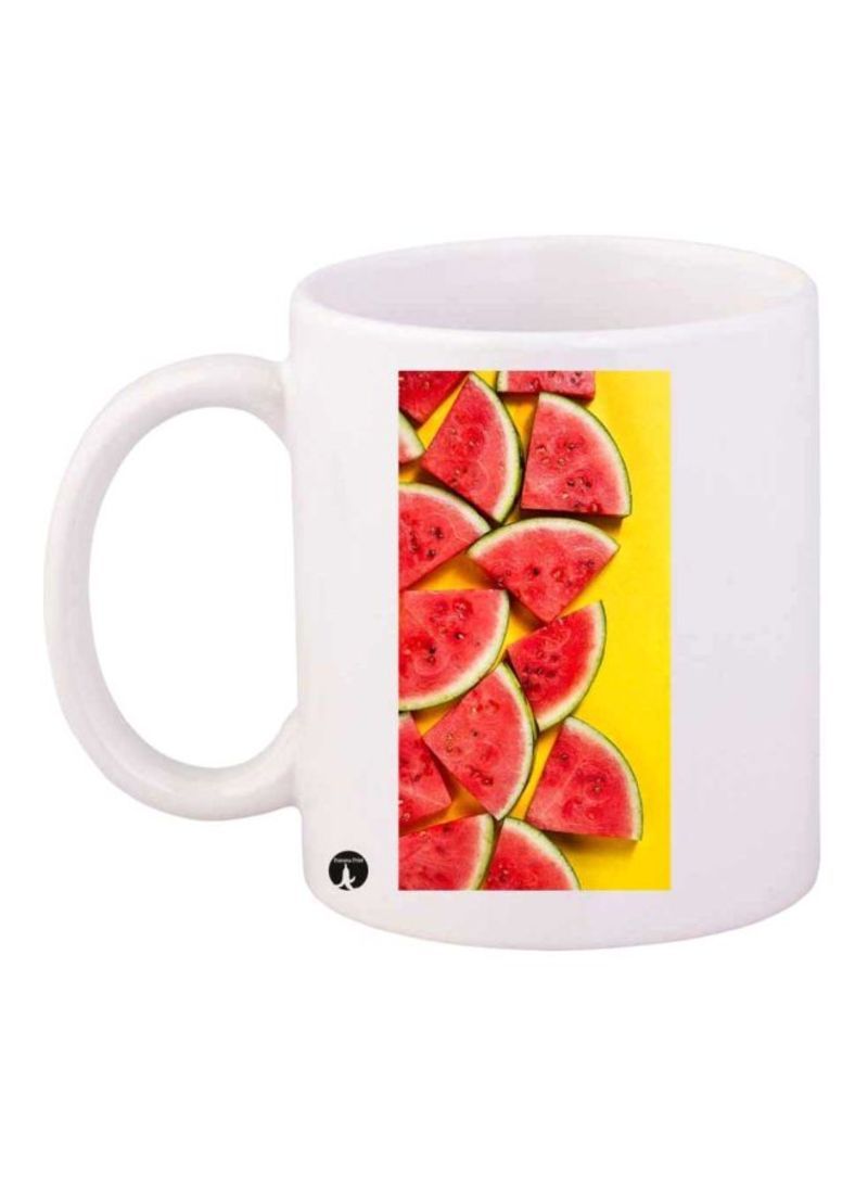 Watermelon Printed Mug White/Red/Yellow Standard Size