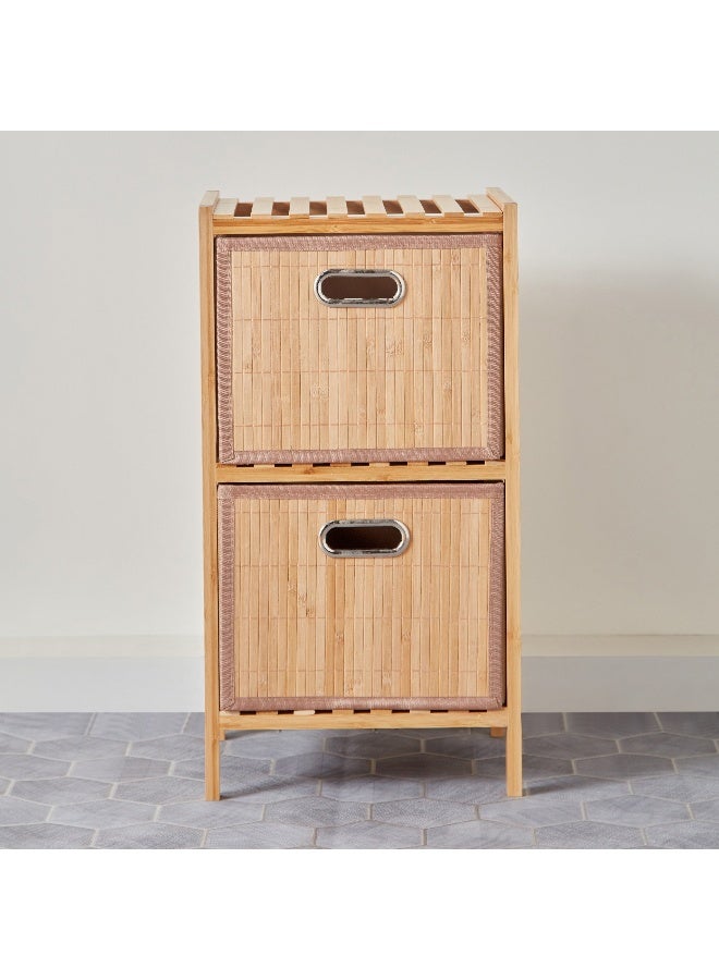Home Box Natura Bamboo 2-Drawer Bathroom Cabinet 32 x 60 x 30 cm - Image 2