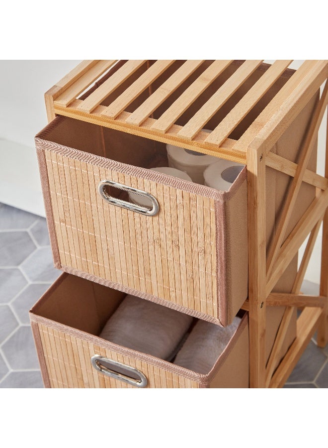 Home Box Natura Bamboo 2-Drawer Bathroom Cabinet 32 x 60 x 30 cm - Image 3