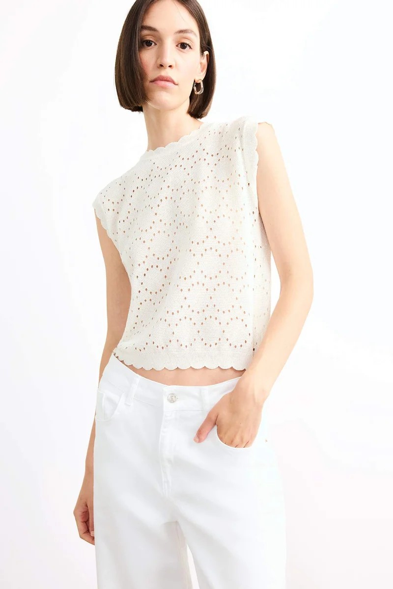 ديفاكتو Knitwear Crew Neck Tank Top