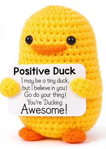 MBL Birthday Graduation Gifts for Girls Motivational Cheer Positive Inspirational Stress Relief Small Funny Cute Crochet Duck Grad Gift for College Students Teen Kids Her Him Friend Coworker Women - Image 1
