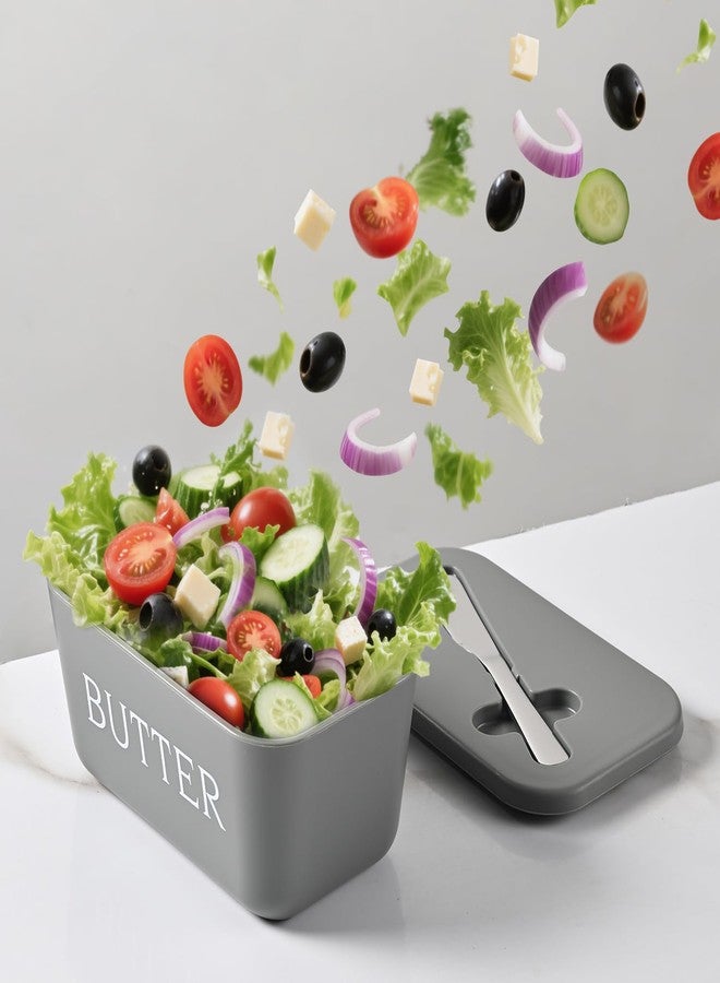 Dehov Plastic Large Butter Dish With Lid,Food Grade PP Butter Keeper With Cover,Grey Butter Container For Kitchen Refrigerator Countertop - Image 4