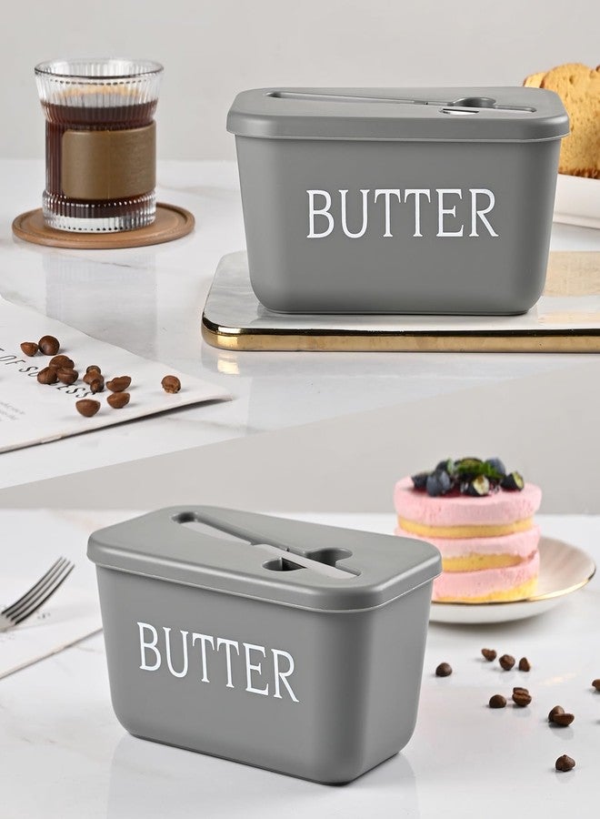 Dehov Plastic Large Butter Dish With Lid,Food Grade PP Butter Keeper With Cover,Grey Butter Container For Kitchen Refrigerator Countertop - Image 2