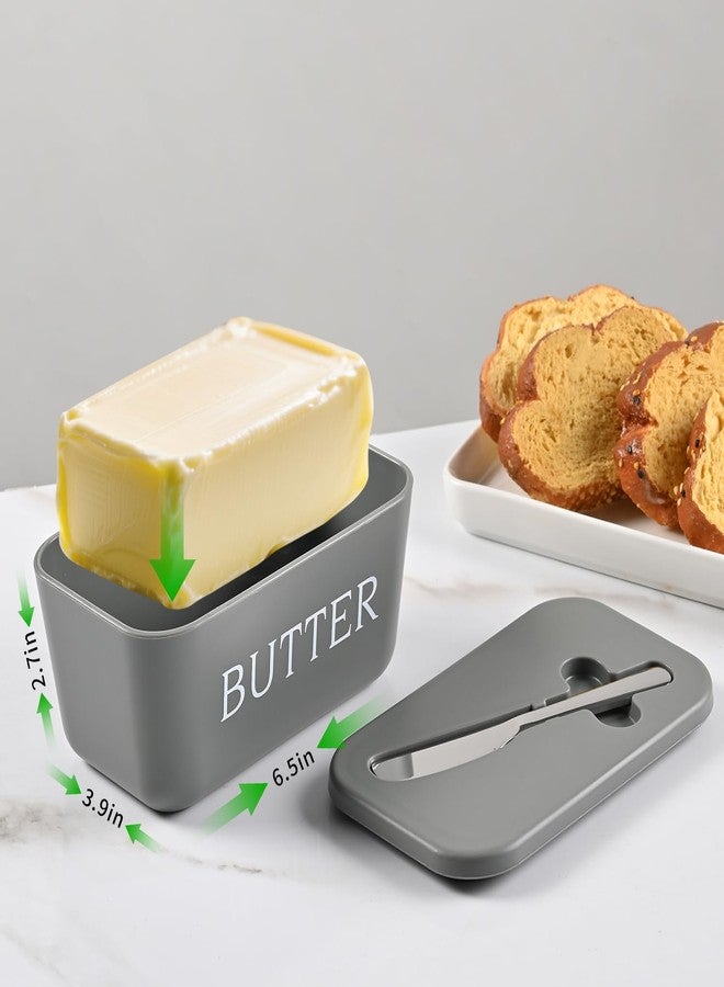 Dehov Plastic Large Butter Dish With Lid,Food Grade PP Butter Keeper With Cover,Grey Butter Container For Kitchen Refrigerator Countertop - Image 3
