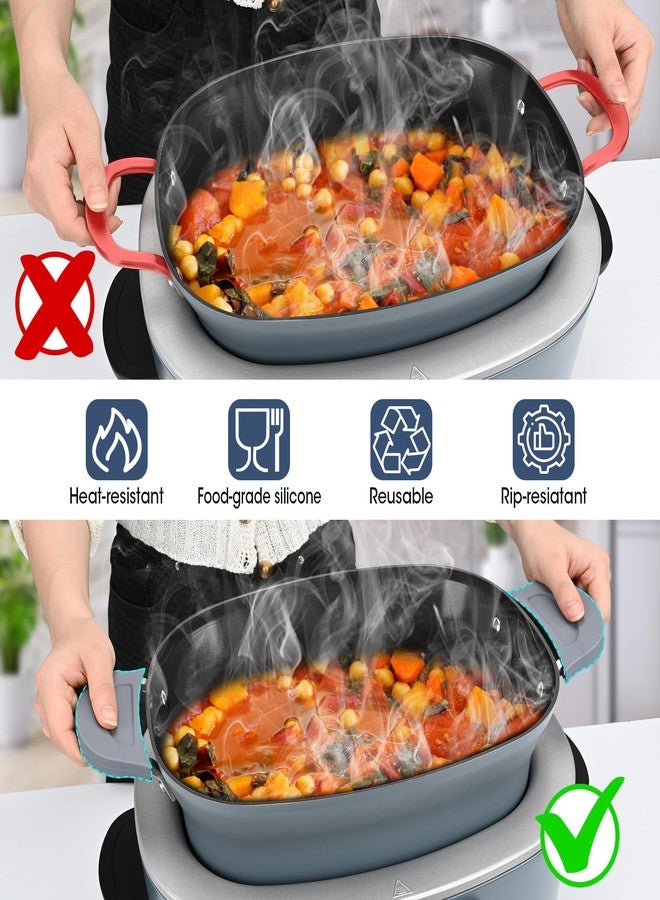 أويرلايز غطاء مقبض سيليكون لقدر الطهي البطيء Ninja Crockpot، غطاء مقبض سيليكون لقدر الطهي البطيء Ninja Foodi Possiblecooker Pro، كم، حامل، قفاز، قبضة، ملحقات مطبخ، مقاوم للحرارة، لا مزيد من حروق اليد - Image 4