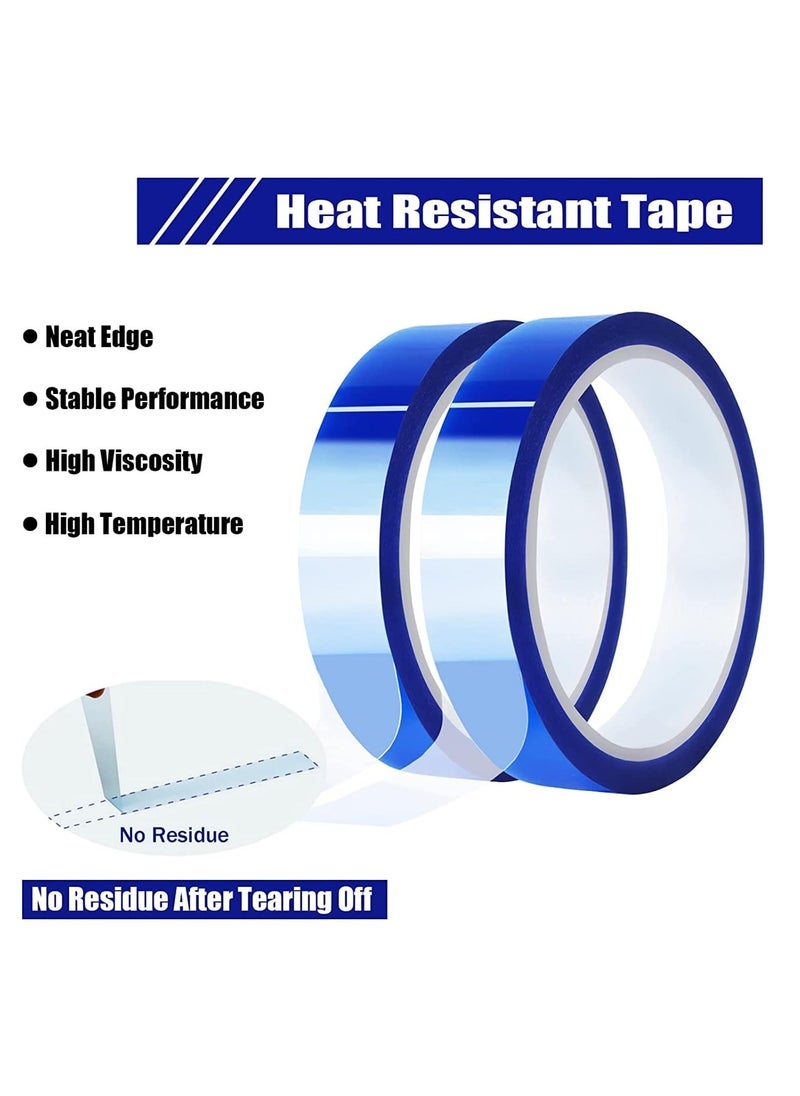 JOGAMS 2 Rolls Blue Heat Tape High Temperature Heat Resistant Tape Heat Transfer Tape for Heat Sublimation Press Vinyl No Residue  - Image 3