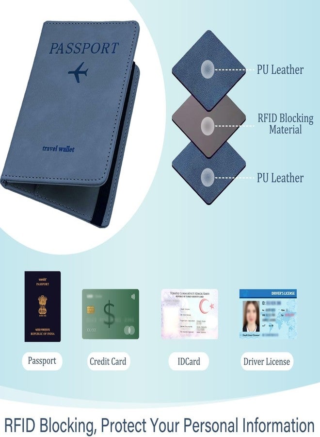 BOLDSTUFF Combo 2 Pcs Passport Holder Passport Cover with Credit Card Slot and BoardingPass Slot Bi-Fold Passport Wallet Case Book Travel Must Have, PU Leather-Combo Unisex (Blue+Green) - Image 4