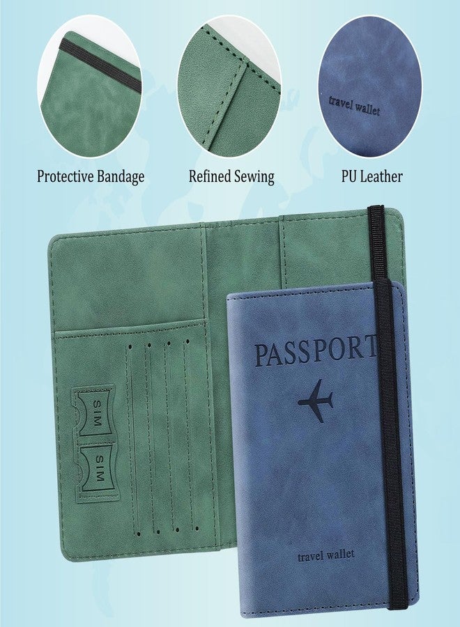 BOLDSTUFF Combo 2 Pcs Passport Holder Passport Cover with Credit Card Slot and BoardingPass Slot Bi-Fold Passport Wallet Case Book Travel Must Have, PU Leather-Combo Unisex (Blue+Green) - Image 5