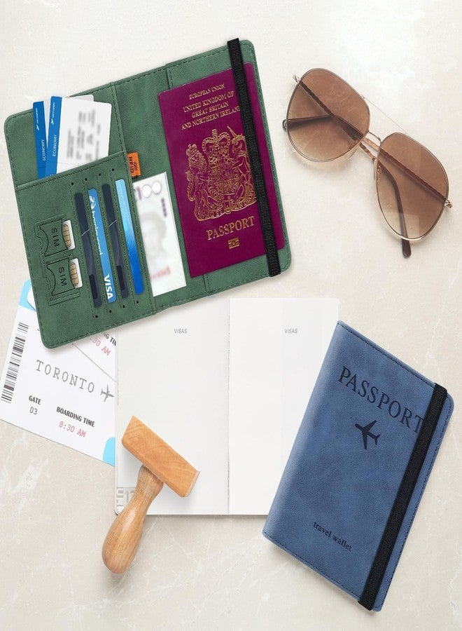 BOLDSTUFF Combo 2 Pcs Passport Holder Passport Cover with Credit Card Slot and BoardingPass Slot Bi-Fold Passport Wallet Case Book Travel Must Have, PU Leather-Combo Unisex (Blue+Green) - Image 3