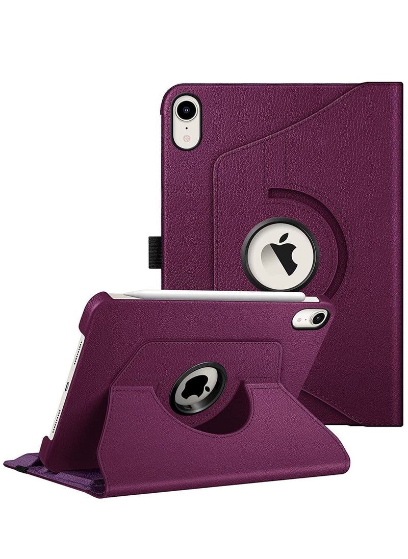 Rotating Case for iPad Mini 6 (6th Generation 8.3 Inch) - 360 Degree Swiveling Stand Protective Back Cover, Auto Wake/Sleep Feature for iPad Mini 6 2021 Model (Purple) - Image 1