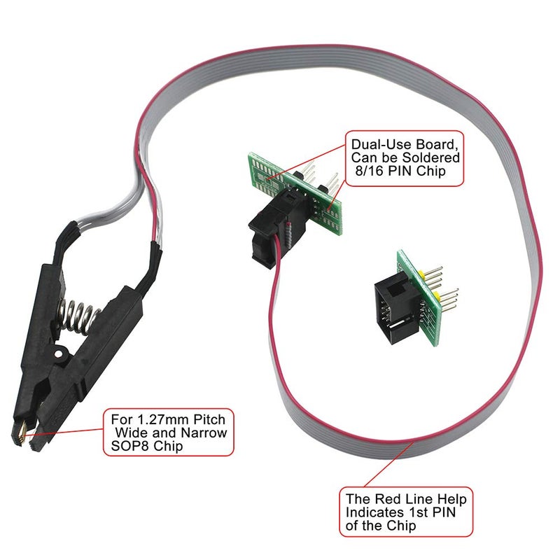 KeeYees SOP8 SOIC8 Test Clip and CH341A USB Programmer Flash for Most of 24 25 Series BIOS Chip with PDF Tutorial - Image 4
