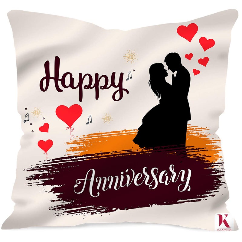 Kaameri Bazaar Kaameri Bazaar Gift for Happy for Anniversary Combo Pack 12 x 12 Cushion Cover with Filler l Printed Coffee Mug l Greeting Card l Printed Key Ring - Image 2