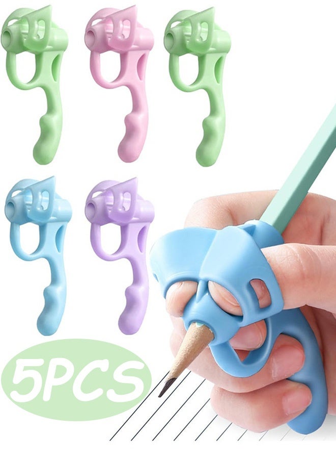 5 قطع من مقابض أقلام الرصاص للأطفال حامل أقلام الرصاص السيليكوني للأصابع للأطفال أدوات مساعدة الكتابة اليدوية، مقابض أقلام رصاص مريحة للمبتدئين تدريب تصحيح الوضع الكتابة - Image 1