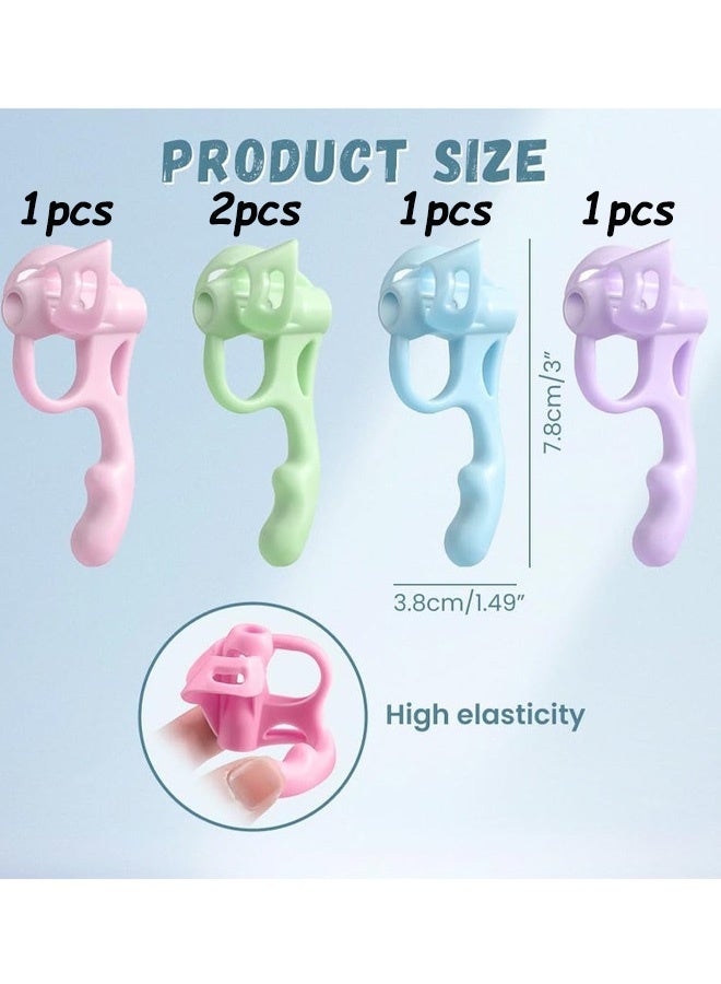 5 قطع من مقابض أقلام الرصاص للأطفال حامل أقلام الرصاص السيليكوني للأصابع للأطفال أدوات مساعدة الكتابة اليدوية، مقابض أقلام رصاص مريحة للمبتدئين تدريب تصحيح الوضع الكتابة - Image 2