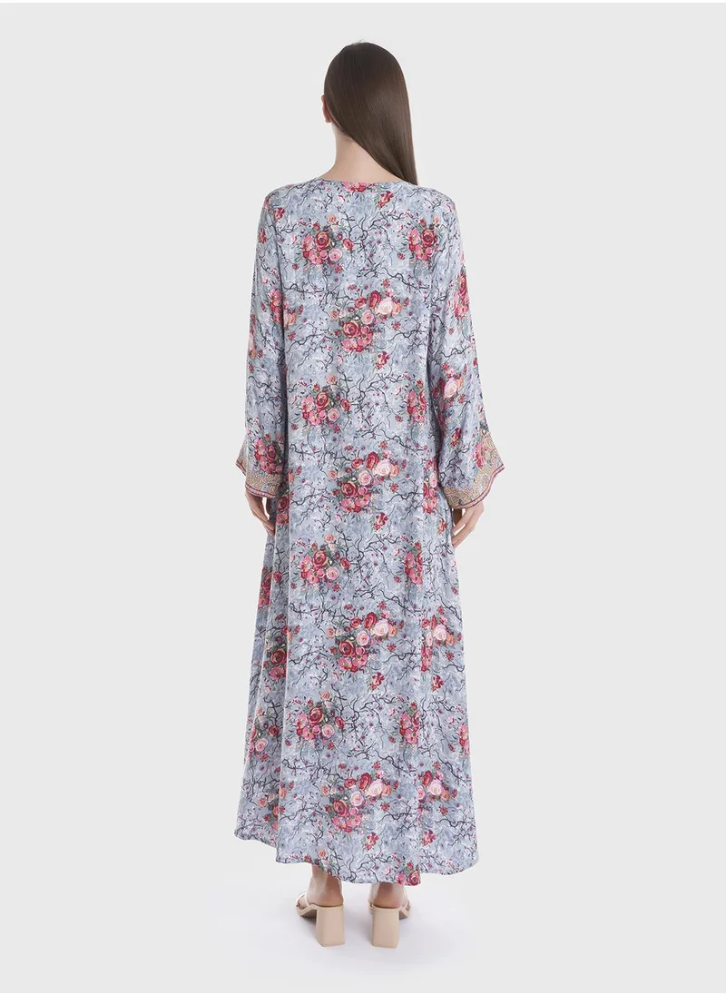 كشخة Viscose Floral Printed Jalabiya