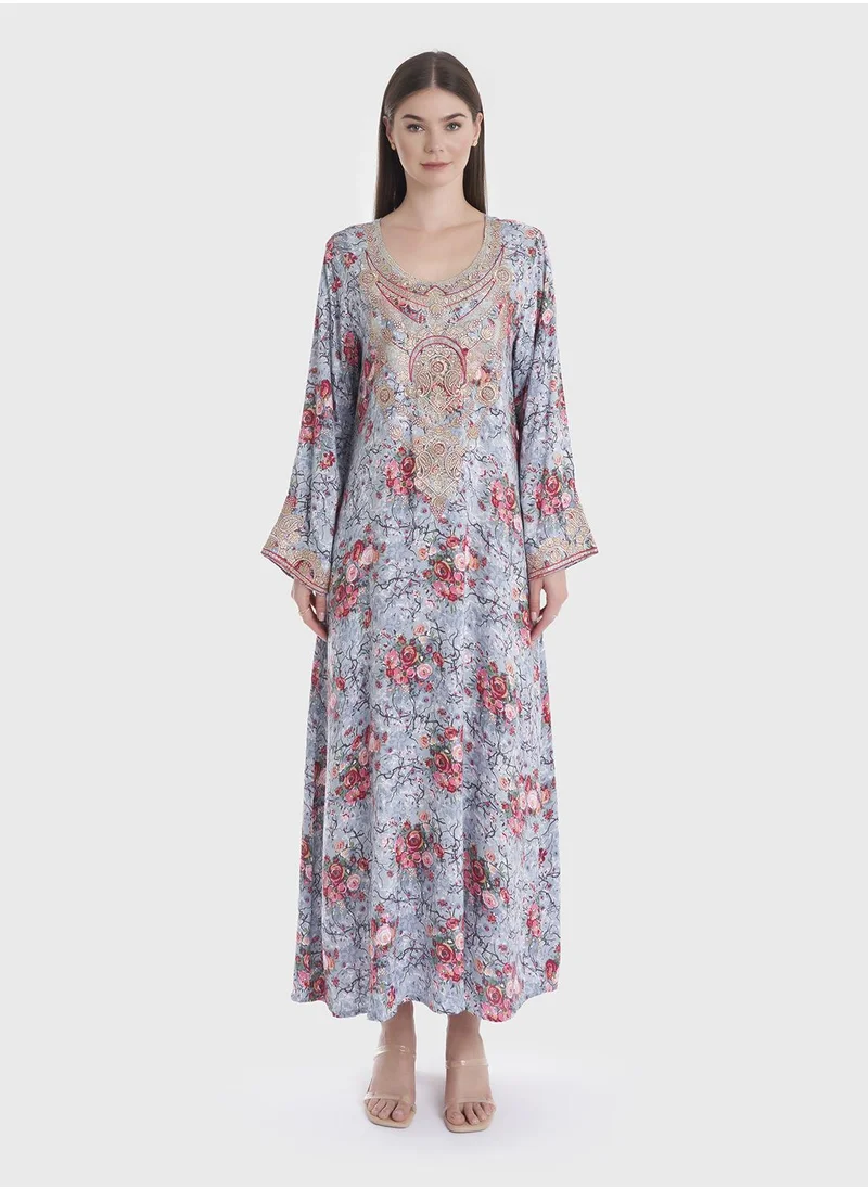 كشخة Viscose Floral Printed Jalabiya