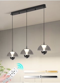 YATAI LIGHTING Modern LED Pendant Light, 45W Dome Shape Adjustable Height Chandelier, Remote Control Dimmable Lighting (3000-6000K), Black Minimalist Design for Dining Room, Kitchen Island, 10-15㎡  - Image 1