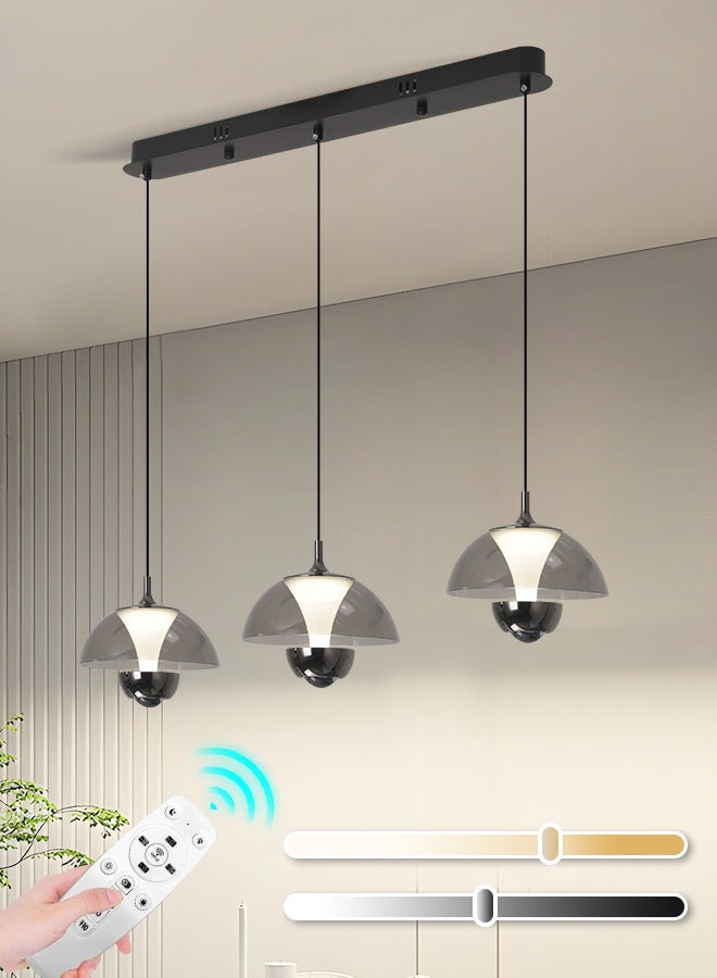 YATAI LIGHTING Modern LED Pendant Light, 45W Dome Shape Adjustable Height Chandelier, Remote Control Dimmable Lighting (3000-6000K), Black Minimalist Design for Dining Room, Kitchen Island, 10-15㎡  - Image 1