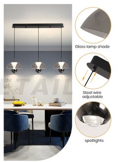 YATAI LIGHTING Modern LED Pendant Light, 45W Dome Shape Adjustable Height Chandelier, Remote Control Dimmable Lighting (3000-6000K), Black Minimalist Design for Dining Room, Kitchen Island, 10-15㎡  - Image 4