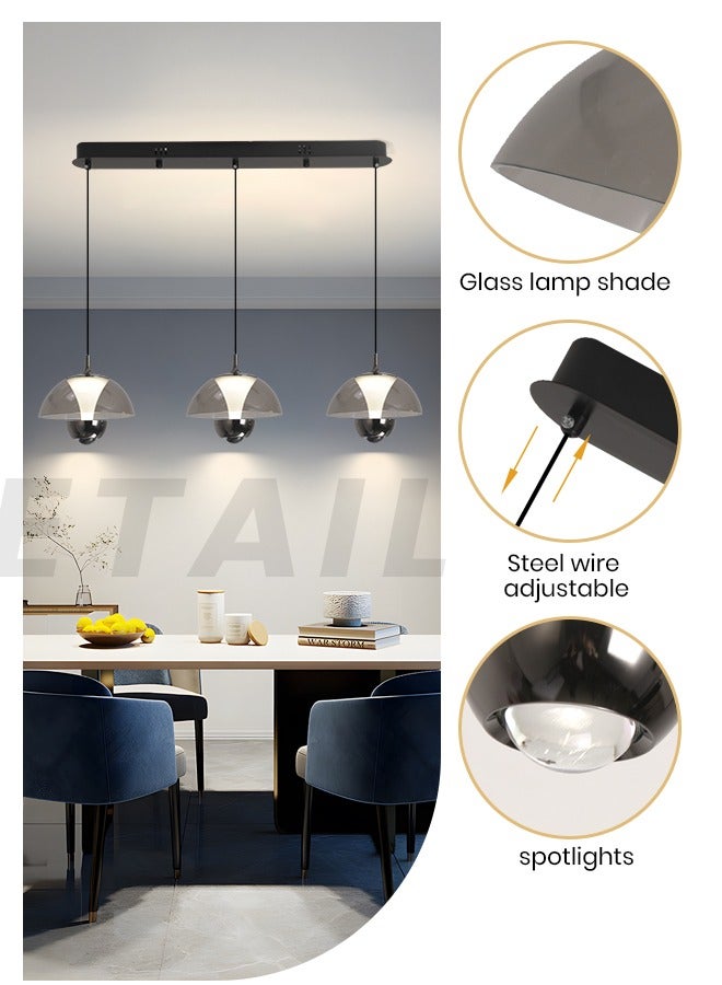 YATAI LIGHTING Modern LED Pendant Light, 45W Dome Shape Adjustable Height Chandelier, Remote Control Dimmable Lighting (3000-6000K), Black Minimalist Design for Dining Room, Kitchen Island, 10-15㎡  - Image 4