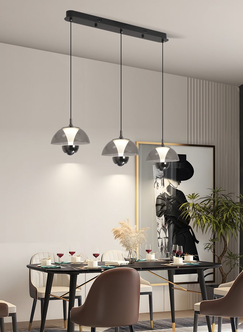 YATAI LIGHTING Modern LED Pendant Light, 45W Dome Shape Adjustable Height Chandelier, Remote Control Dimmable Lighting (3000-6000K), Black Minimalist Design for Dining Room, Kitchen Island, 10-15㎡  - Image 5