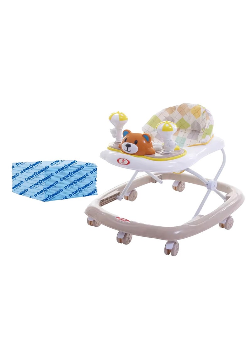STAR BABiES Star Babies - Buy 1 Get 1 (Baby Walker with Free 20pcs Disposable Changing mat- Coffee  - Image 1