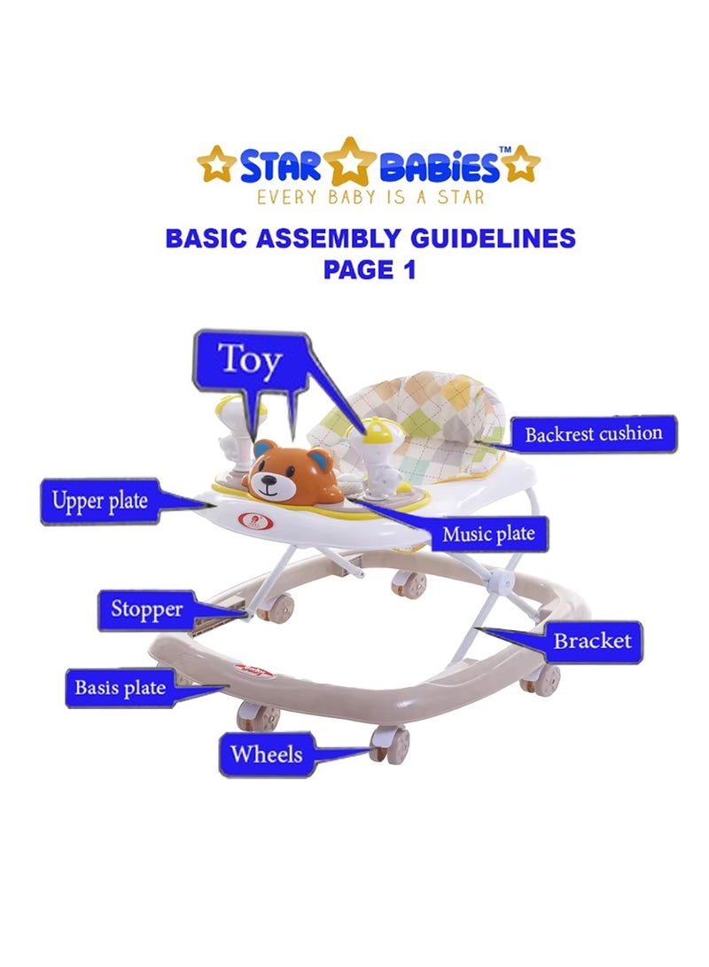 STAR BABiES Star Babies - Buy 1 Get 1 (Baby Walker with Free 20pcs Disposable Changing mat- Coffee  - Image 3