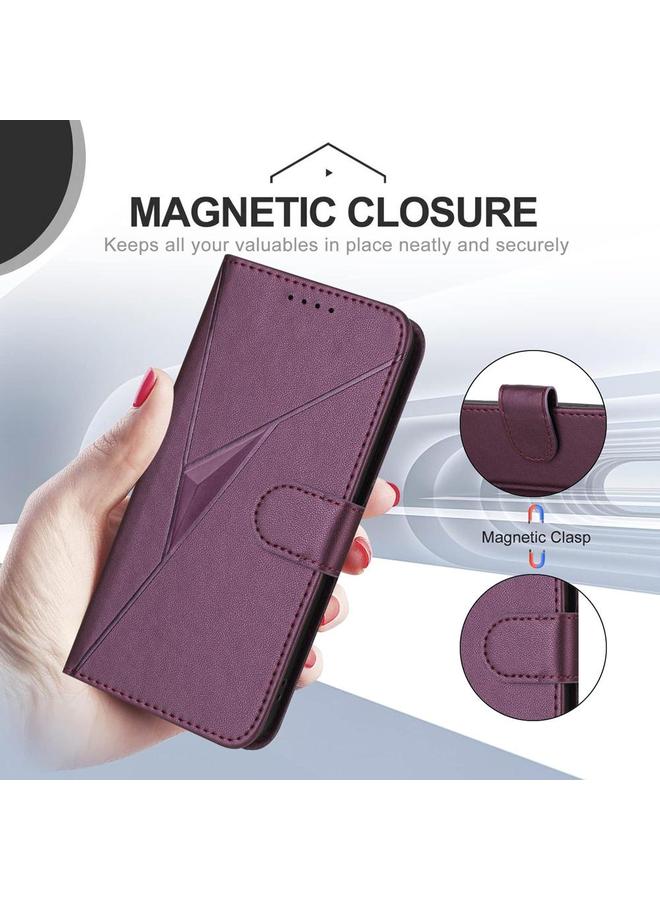 زبون جراب هاتف ذكي من الجلد بنمط مثلث مع مشبك لهاتف Honor X60 / X9c - Image 5