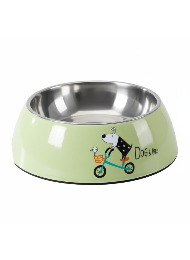 EPET Dog Bowl with Removable Stainless Steel Insert Non-Skid, Tip-Proof Pet Food & Water Dish - Durable Puppy Feeding Bowl for Small Pets- Green - Image 1