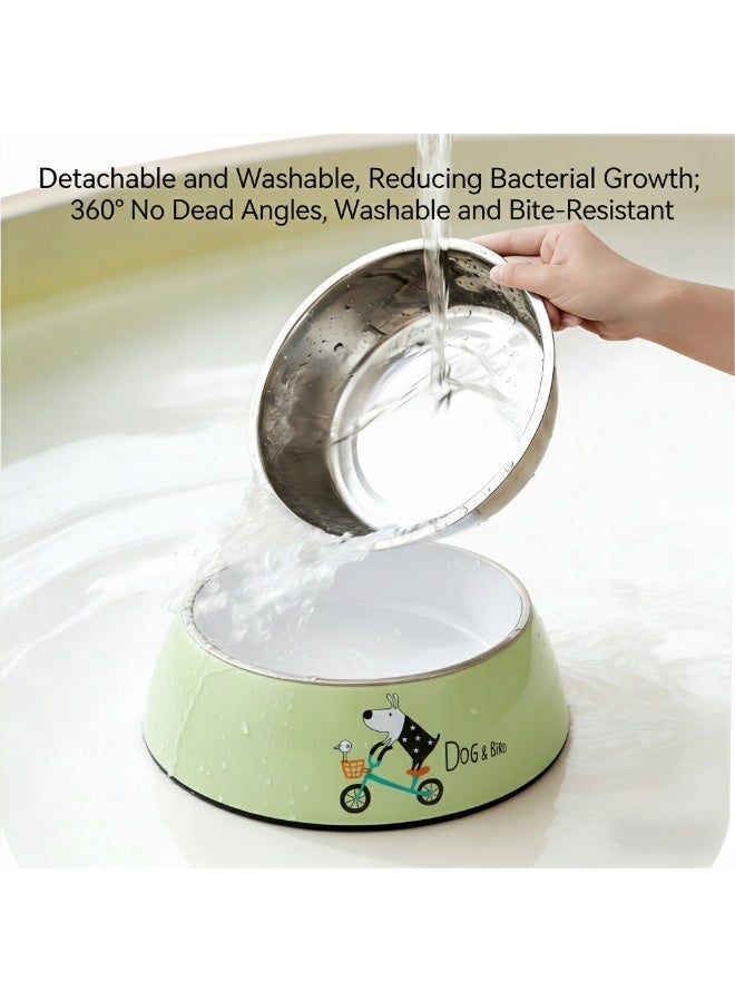 EPET Dog Bowl with Removable Stainless Steel Insert Non-Skid, Tip-Proof Pet Food & Water Dish - Durable Puppy Feeding Bowl for Small Pets- Green - Image 4