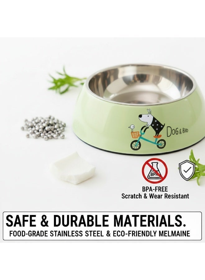 EPET Dog Bowl with Removable Stainless Steel Insert Non-Skid, Tip-Proof Pet Food & Water Dish - Durable Puppy Feeding Bowl for Small Pets- Green - Image 3