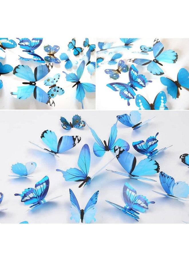 Ewong Butterfly Wall Decals, 36PCS 3D Butterflies Home Decor for Room, Wall Sticker for Girls Room Kids Bedroom Bathroom Baby Nursery Decoration (Blue) - Image 3