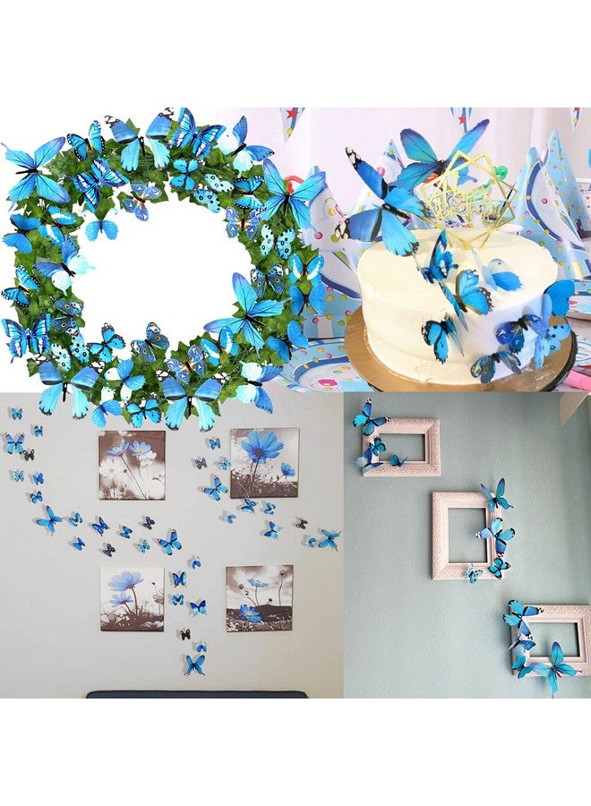Ewong Butterfly Wall Decals, 36PCS 3D Butterflies Home Decor for Room, Wall Sticker for Girls Room Kids Bedroom Bathroom Baby Nursery Decoration (Blue) - Image 2