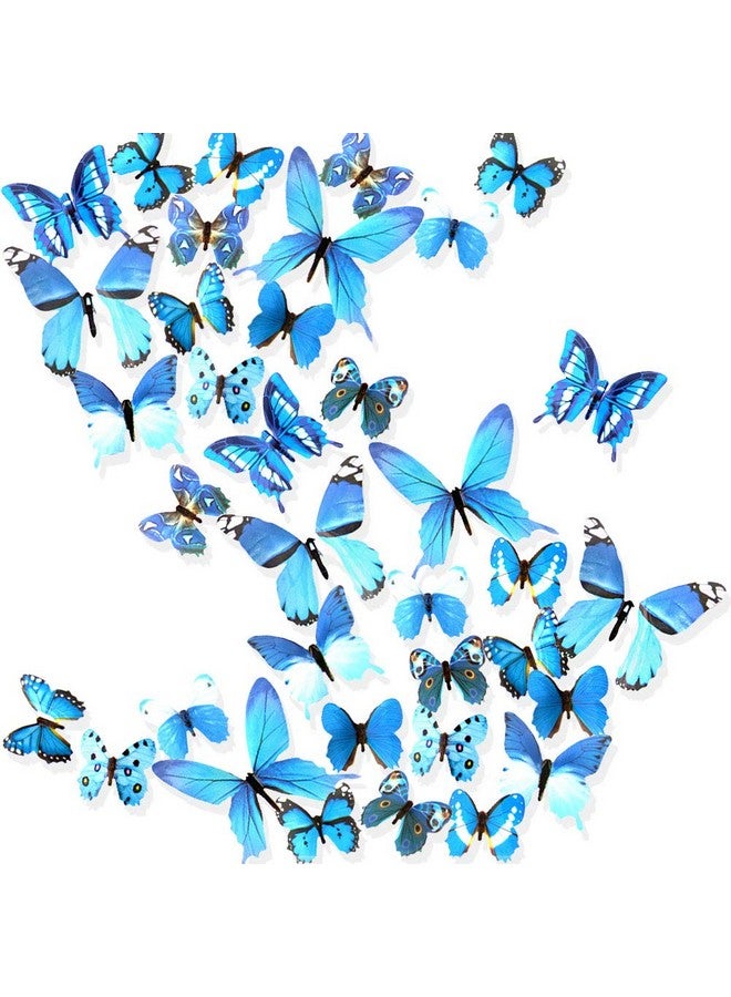 Ewong Butterfly Wall Decals, 36PCS 3D Butterflies Home Decor for Room, Wall Sticker for Girls Room Kids Bedroom Bathroom Baby Nursery Decoration (Blue) - Image 1