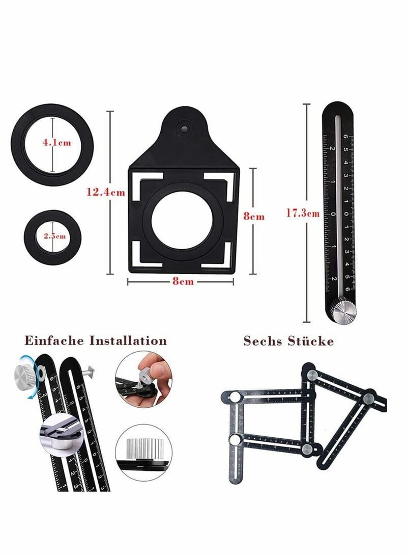 Cobest Multi Angle Measuring Ruler, Aluminum Alloy Template Tool Drill Guide Ceramic Tile Hole Punch Locator, 6 Fold Measuring Tool for DIY Handymen Builders Carpenters, Tilers, Craftsmen - Image 4